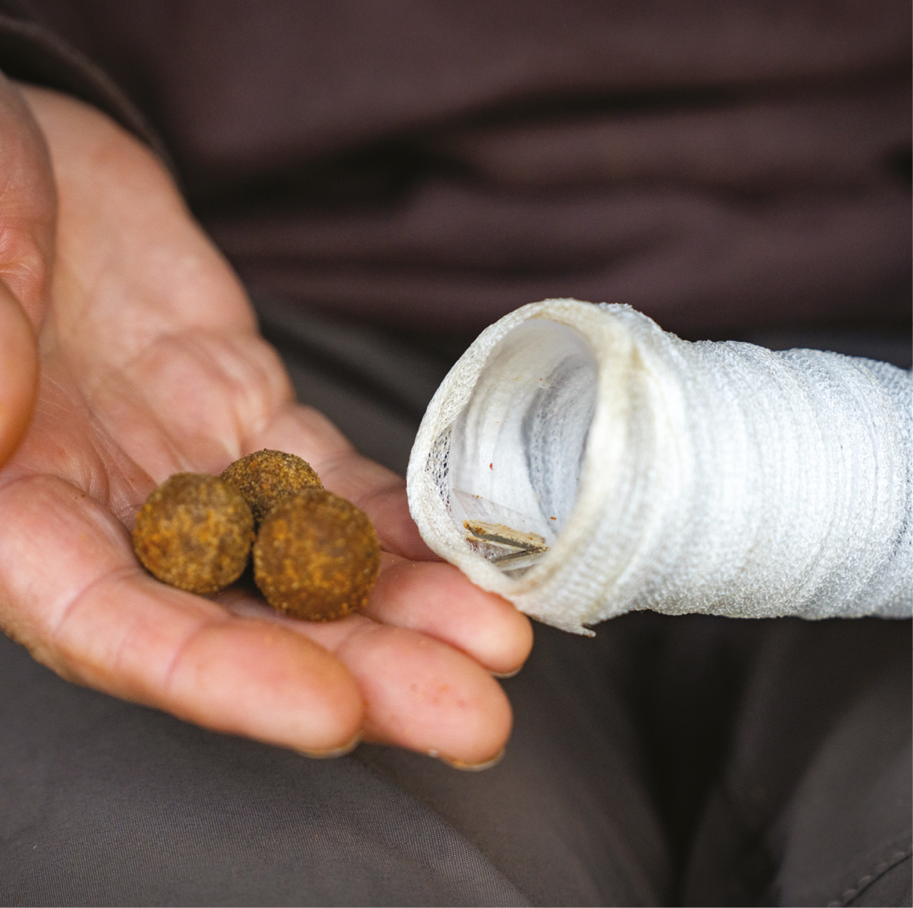 1. Take a wide-sized funnel-web and add in three boilies. 