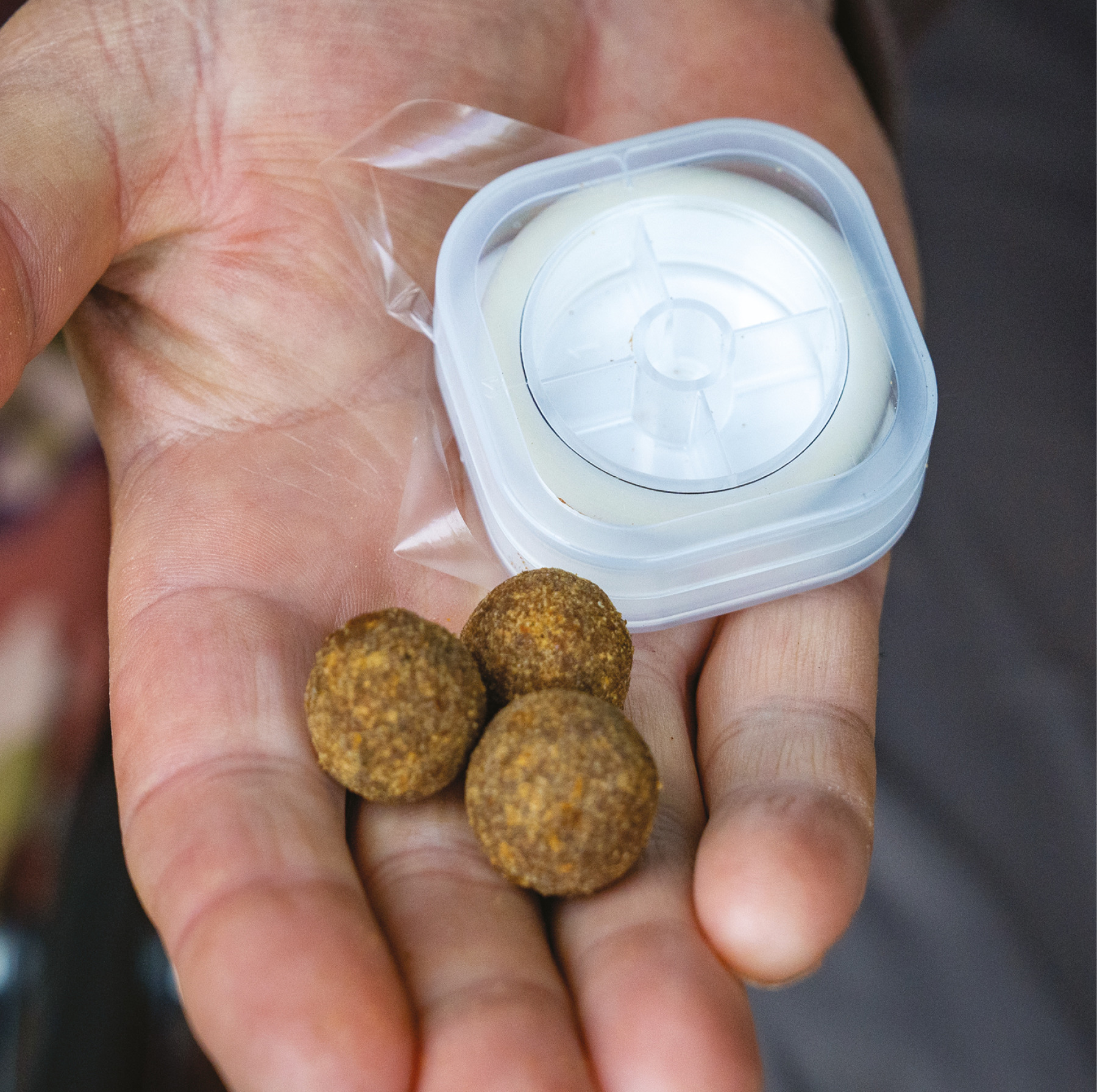 1. It’s as simple as this: three boilies and some PVA tape! 