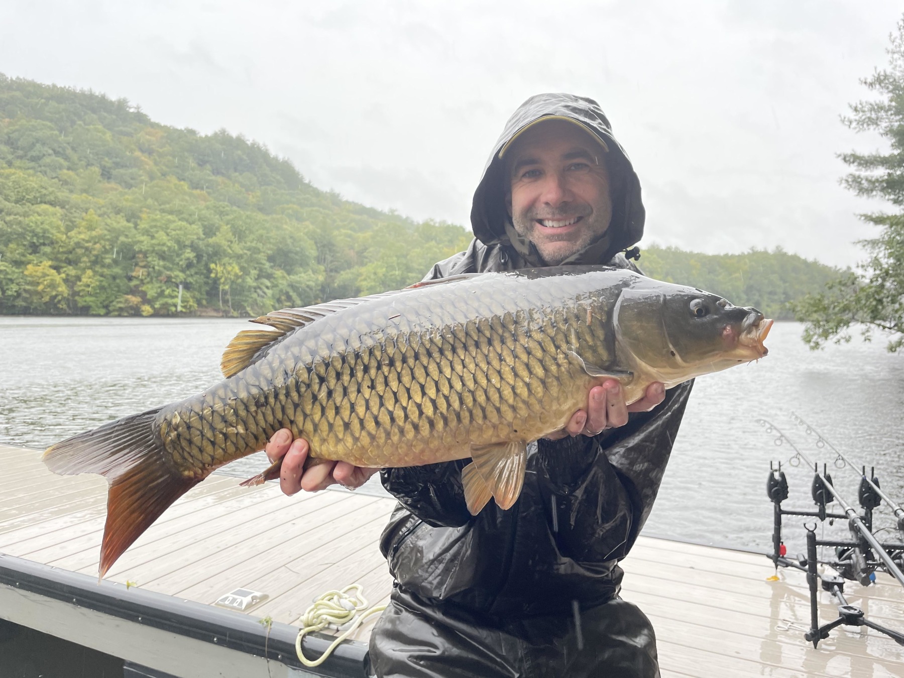 At first the fish didn’t mind the rain