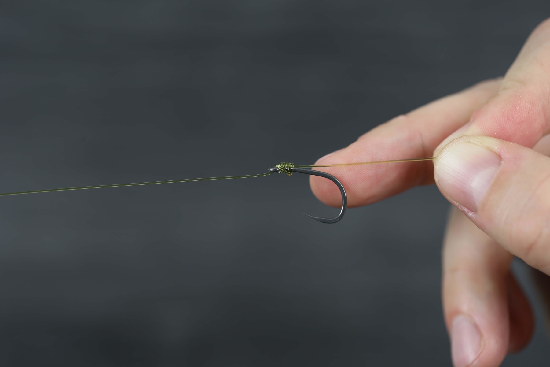 1. Secure your hook to a length of Mouthtrap using the Knotless Knot method.