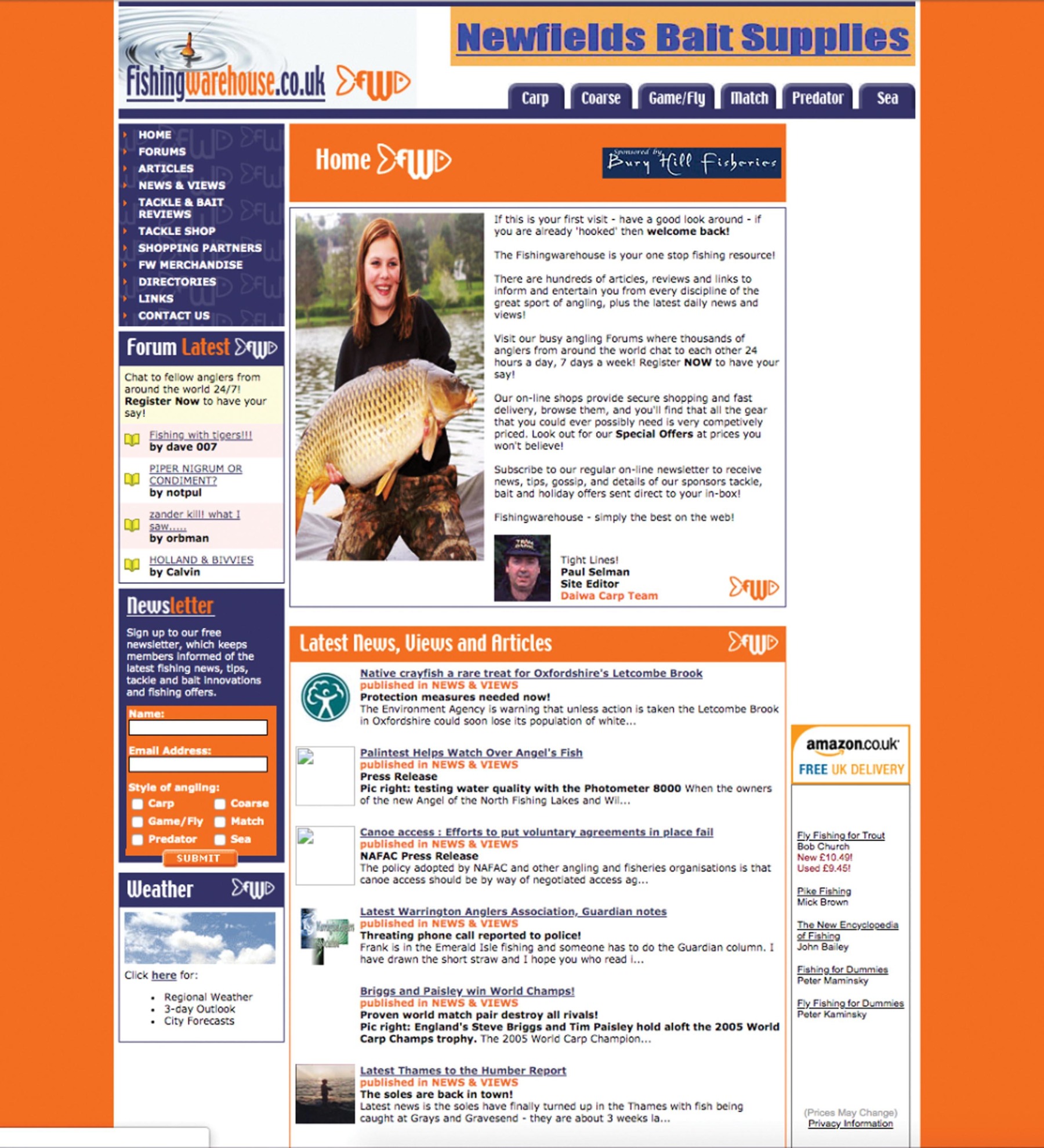 A bolder, bright, more content-driven homepage in 2005