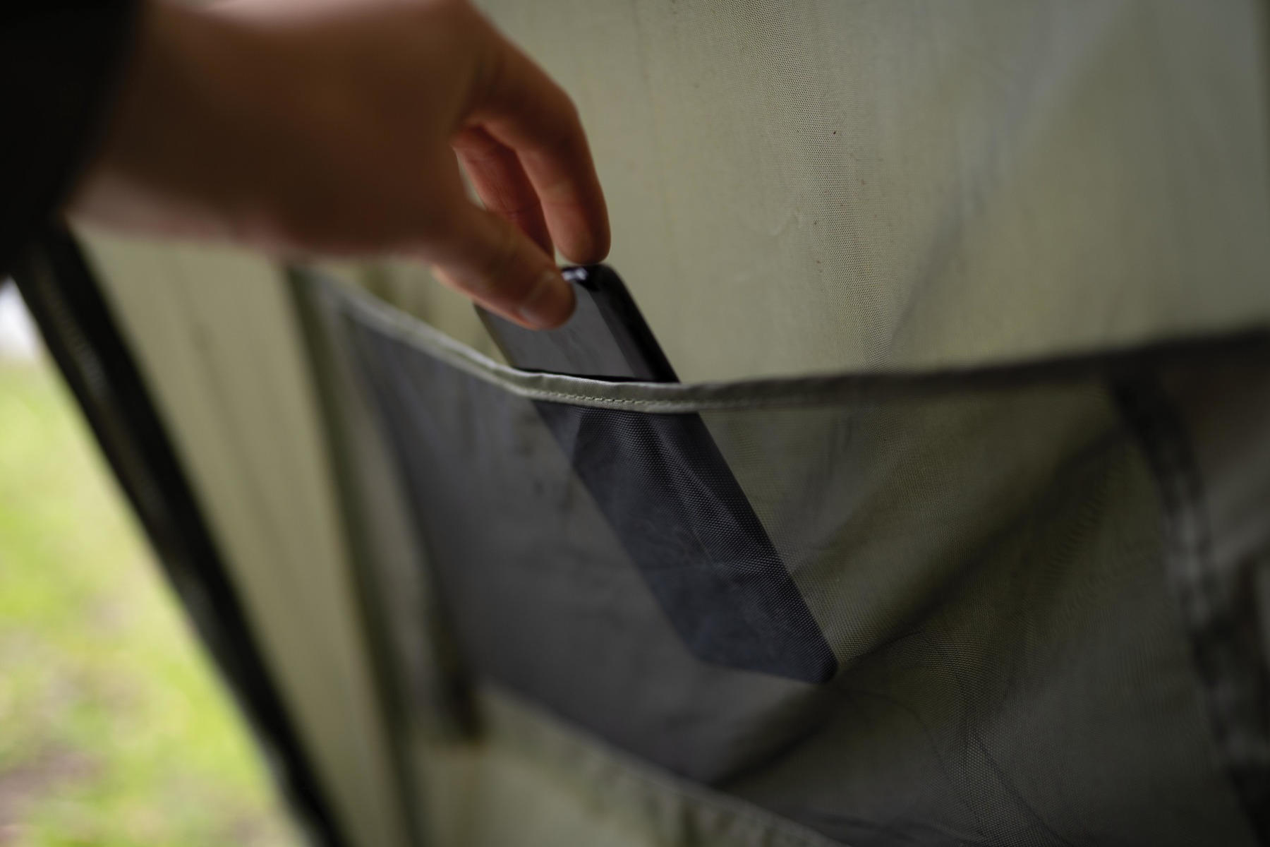 Handy features include the mesh pockets for storing your phone, receiver, keys etc.