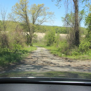 A familiar site – drive across a field to explore the river