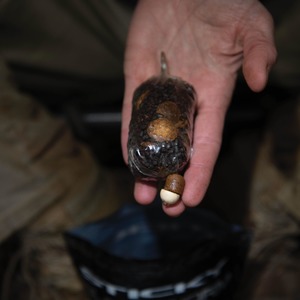 8. The finished article with the hookbait ready to sit on the edge of the free bait. 