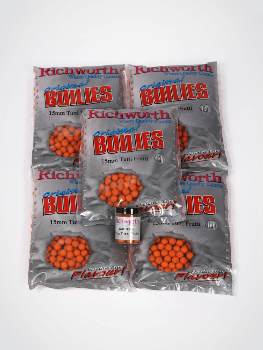 5kg Richworth Tutti Frutti 15mm Shelf-life Boilies + Wafters