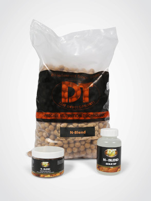 DT Baits N-Blend Pack: 5kg 15mm freezer bait, hardened hookbaits & boilie dip